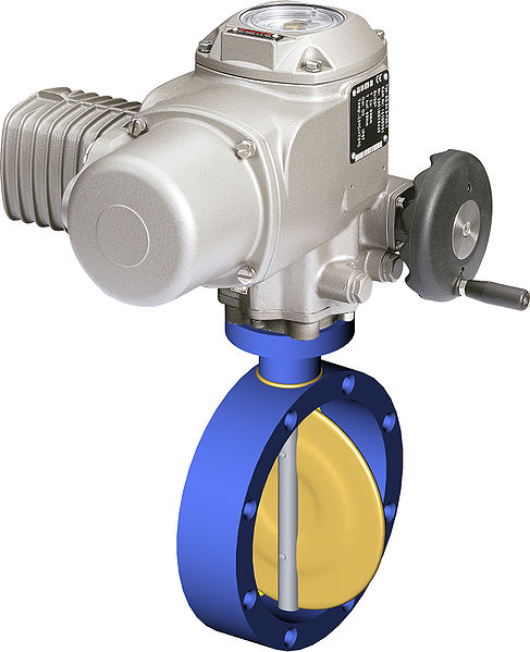  Electric part-turn actuator on a butterfly valve. 